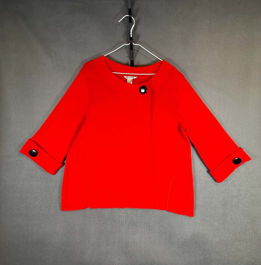 Nygard Collection Red Asymmetrical Button Jacket LARGE
